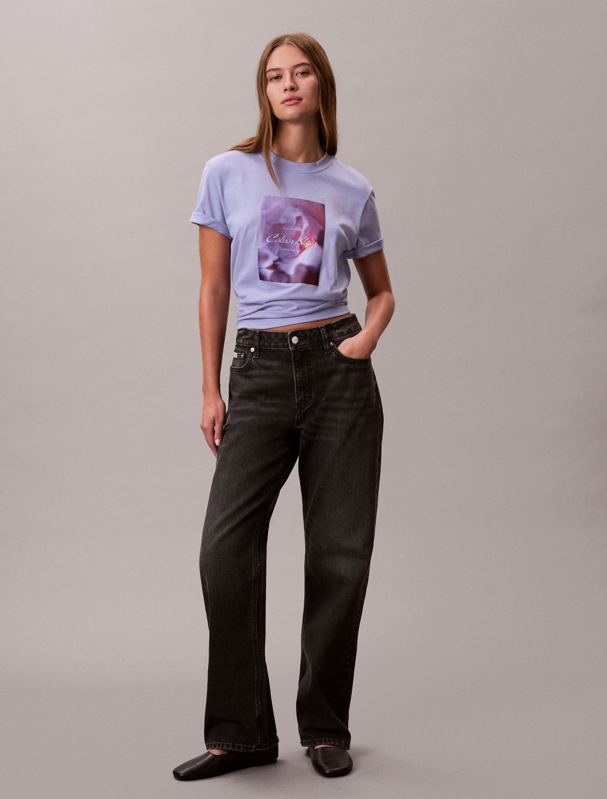 Calvin Klein Flower Script Logo Graphic Classic T-Shirt