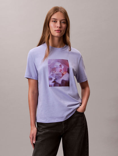 Calvin Klein Flower Script Logo Graphic Classic T-Shirt