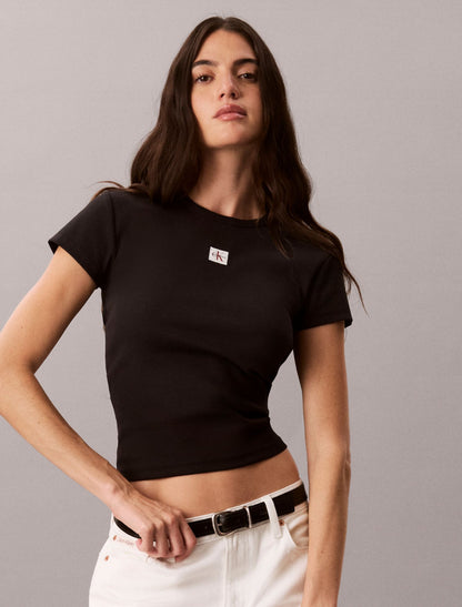 Calvin Klein Woven Monologo Rib Tee