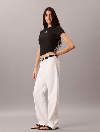 Calvin Klein Woven Monologo Rib Tee