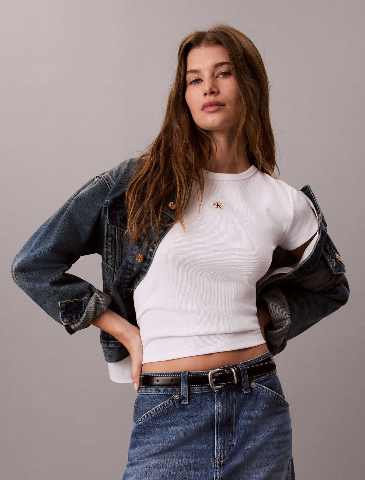Calvin Klein Woven Monologo Rib Tee