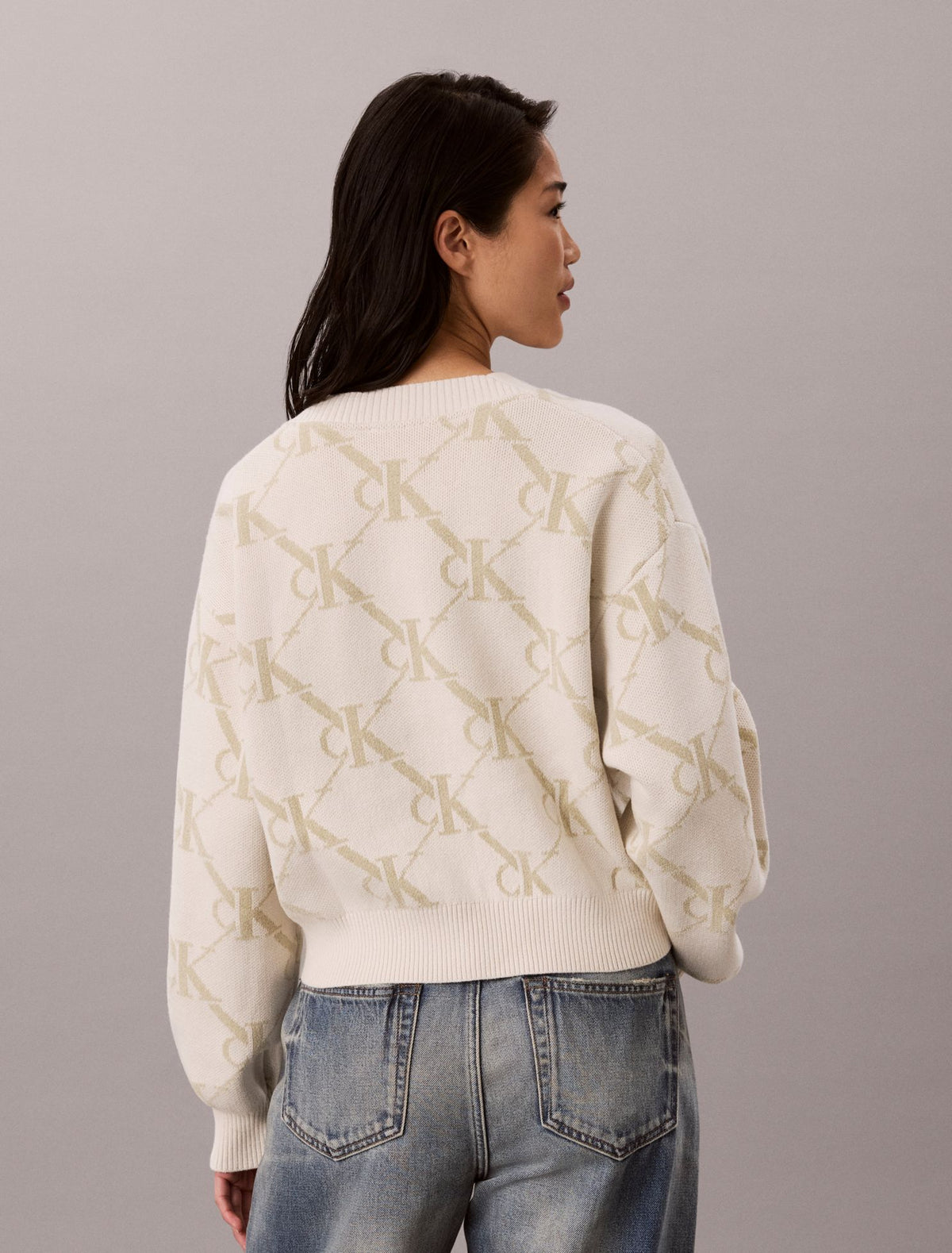 Calvin Klein Monogram Logo Cardigan Sweater