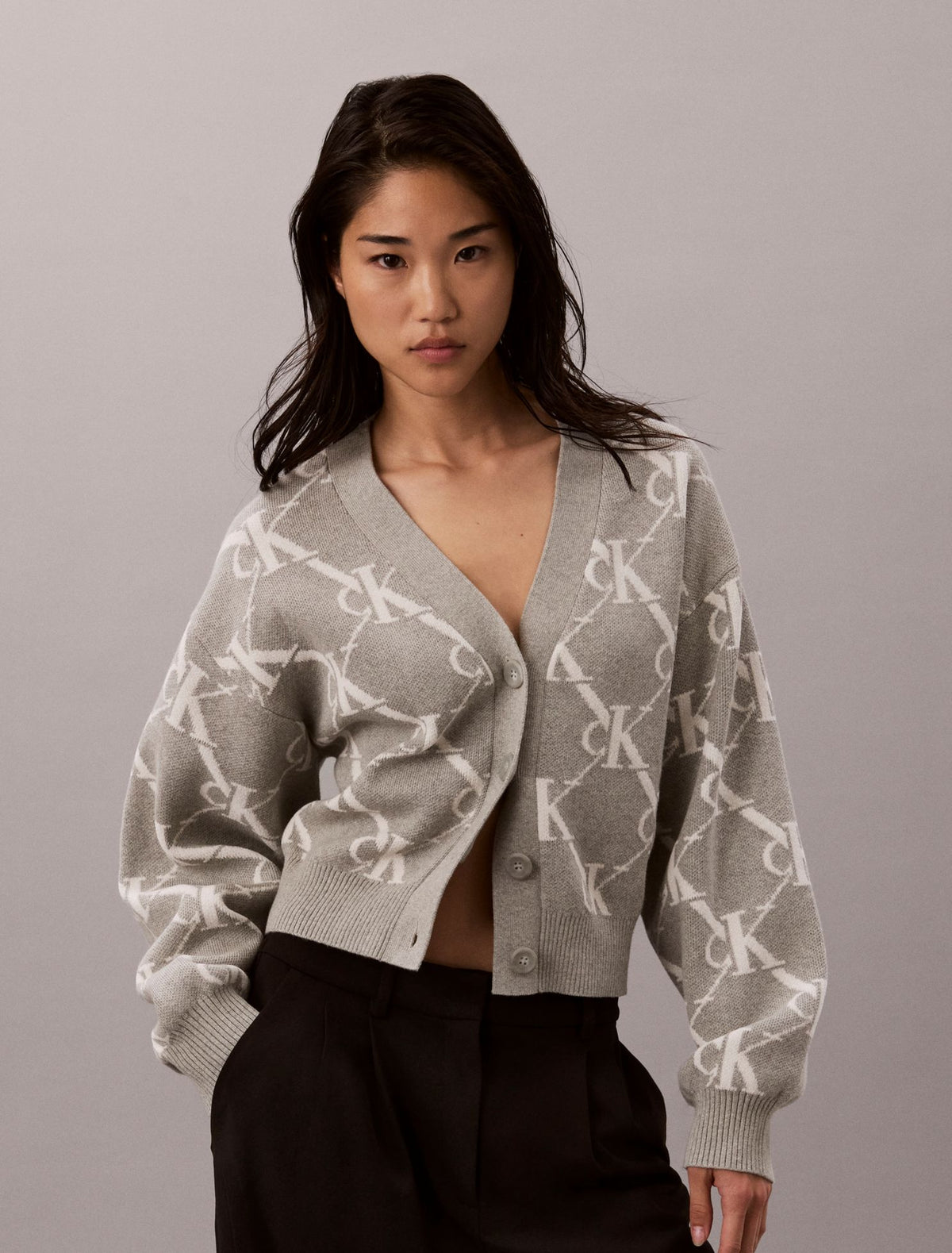 Calvin Klein Monogram Logo Cardigan Sweater
