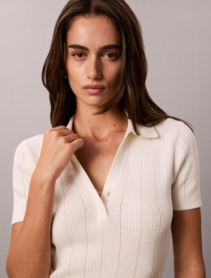 Calvin Klein Smooth Cotton Rib Polo Sweater