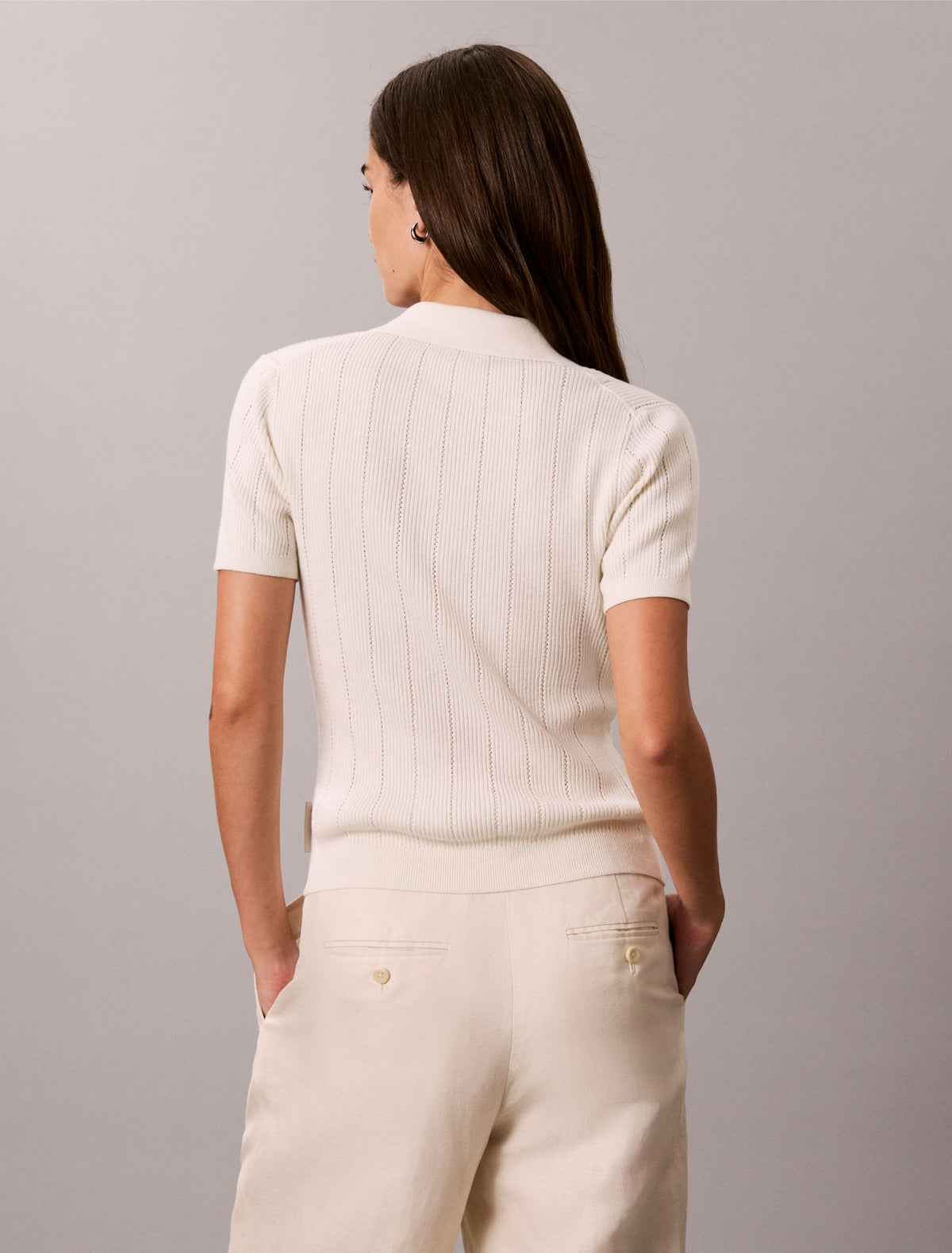 Calvin Klein Smooth Cotton Rib Polo Sweater