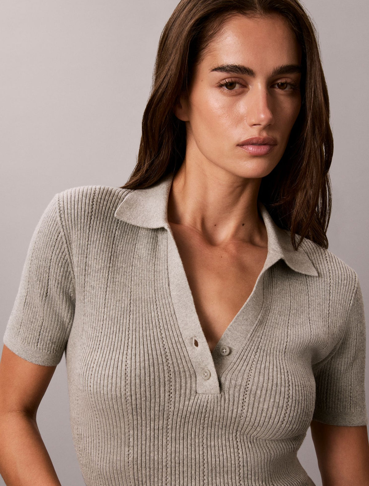 Calvin Klein Smooth Cotton Rib Polo Sweater
