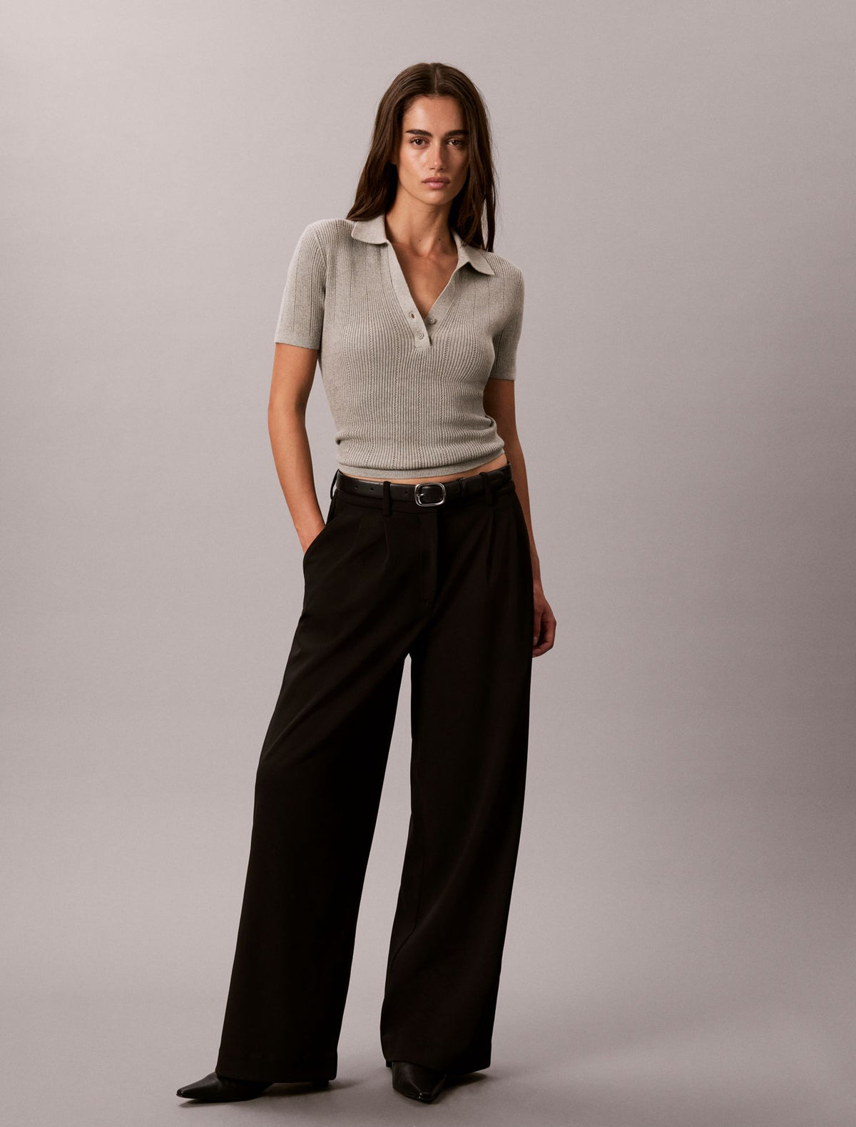 Calvin Klein Smooth Cotton Rib Polo Sweater