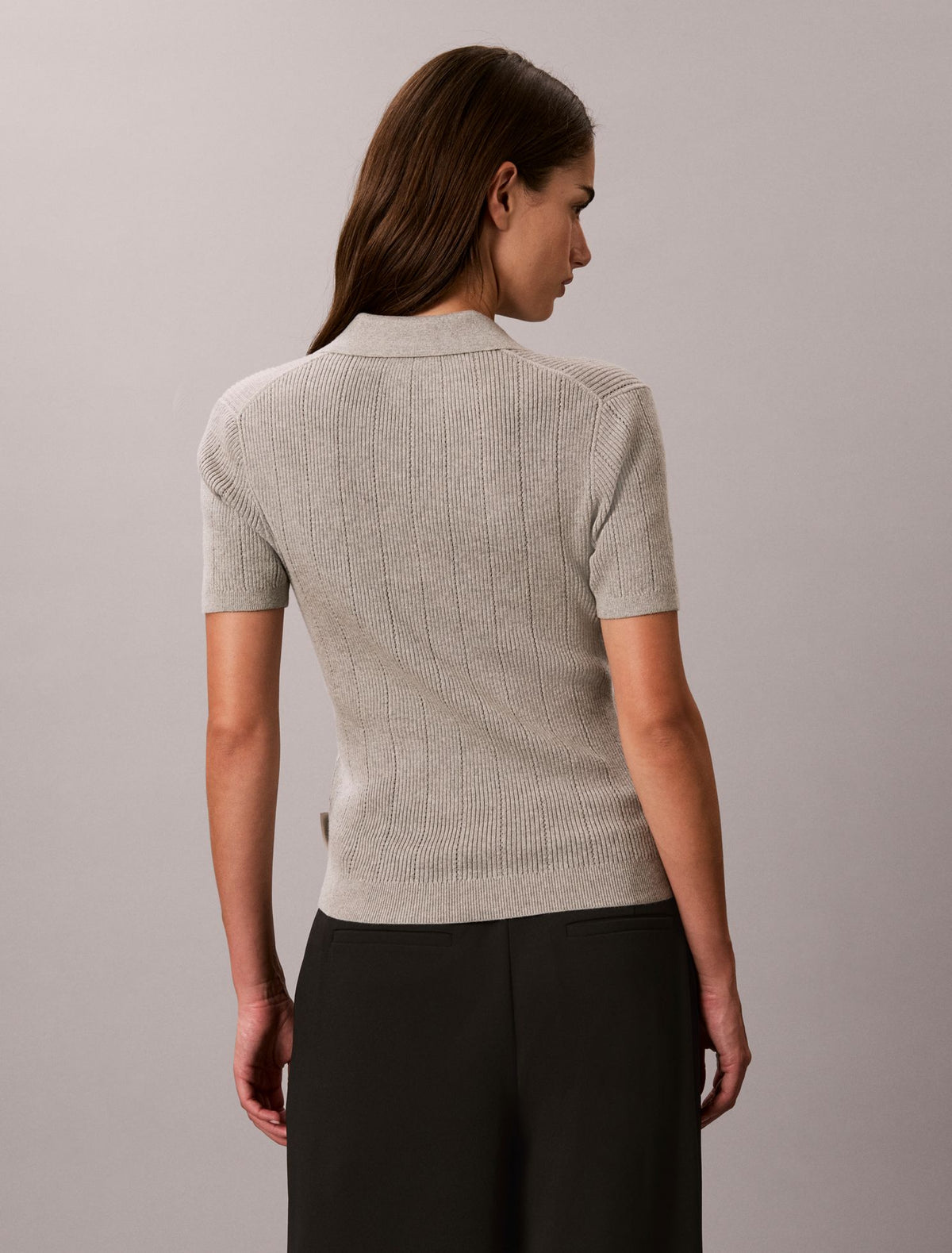 Calvin Klein Smooth Cotton Rib Polo Sweater
