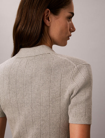 Calvin Klein Smooth Cotton Rib Polo Sweater