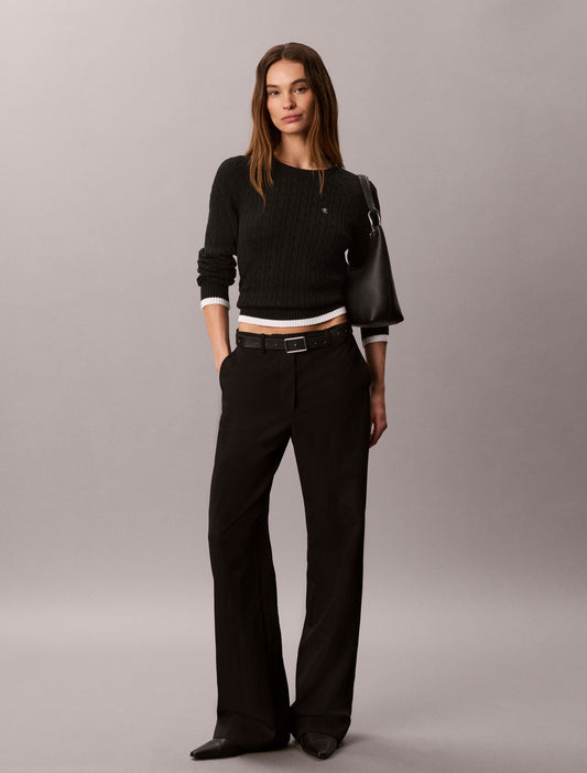 Calvin Klein Cable Knit Tipping Crewneck Sweater
