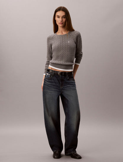 Calvin Klein Cable Knit Tipping Crewneck Sweater