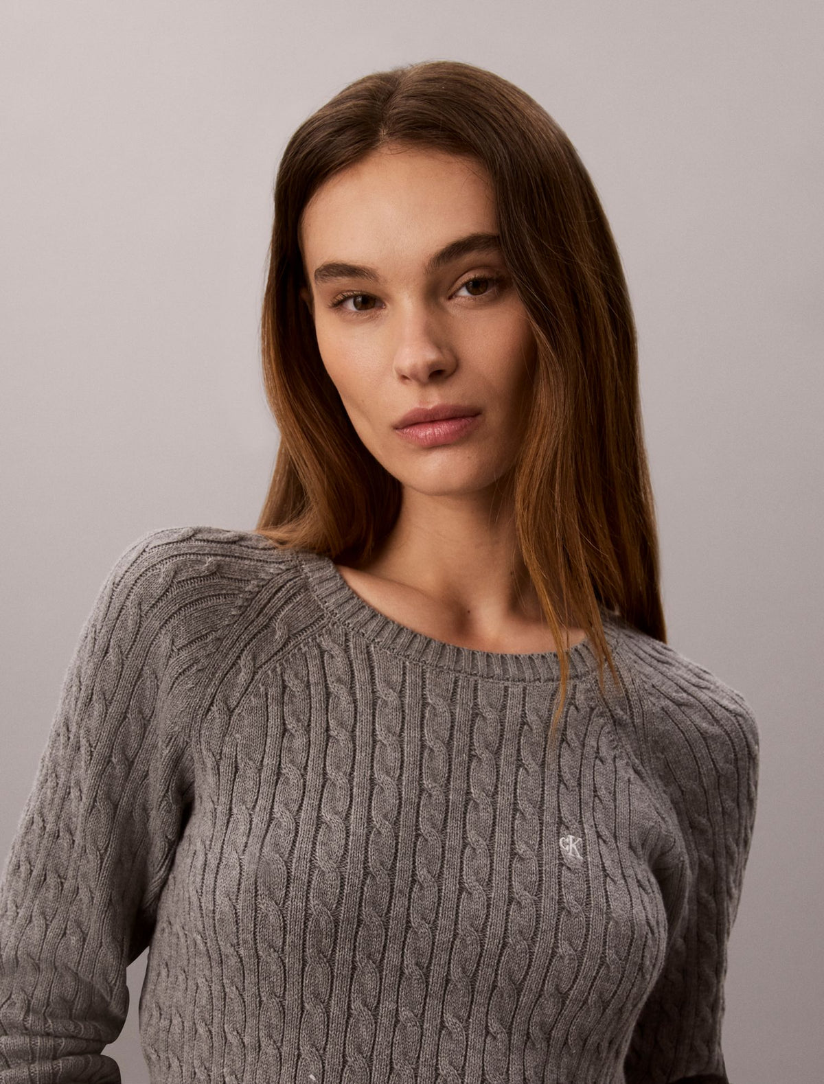 Calvin Klein Cable Knit Tipping Crewneck Sweater