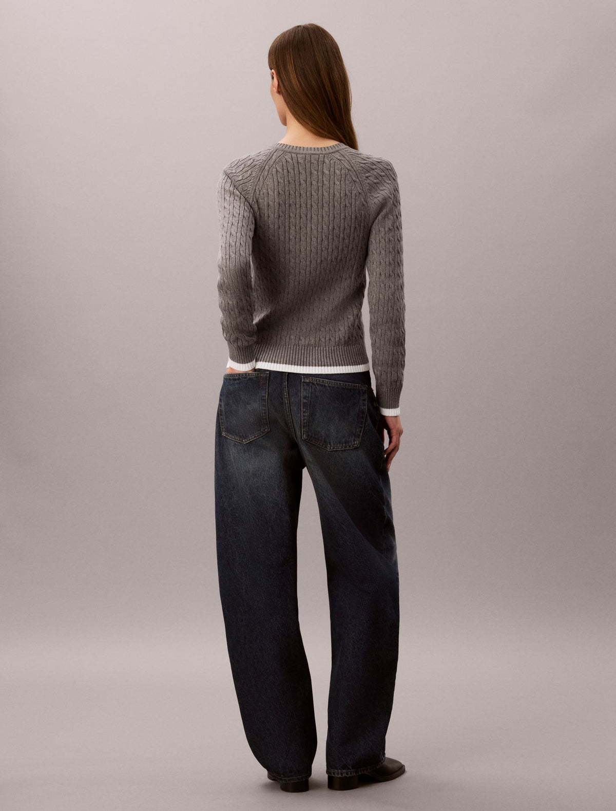 Calvin Klein Cable Knit Tipping Crewneck Sweater