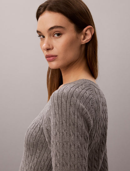 Calvin Klein Cable Knit Tipping Crewneck Sweater