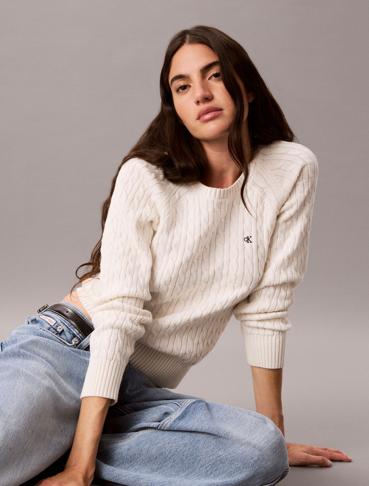 Calvin Klein Cable Knit Crewneck Sweater