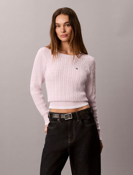 Calvin Klein Cable Knit Tipping Crewneck Sweater