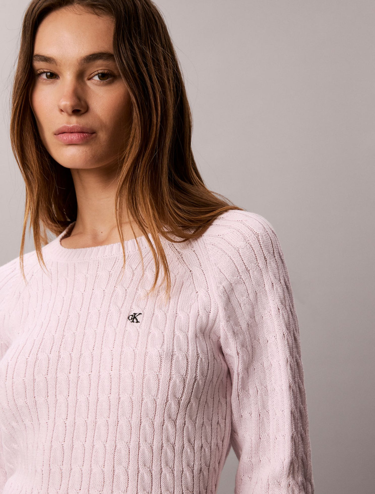 Calvin Klein Cable Knit Tipping Crewneck Sweater
