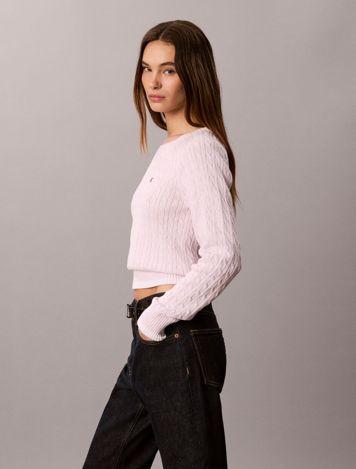 Calvin Klein Cable Knit Tipping Crewneck Sweater