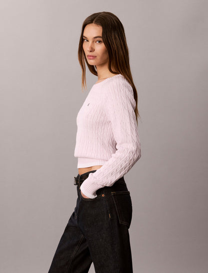 Calvin Klein Cable Knit Tipping Crewneck Sweater
