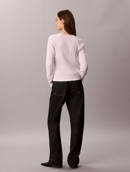 Calvin Klein Cable Knit Tipping Crewneck Sweater