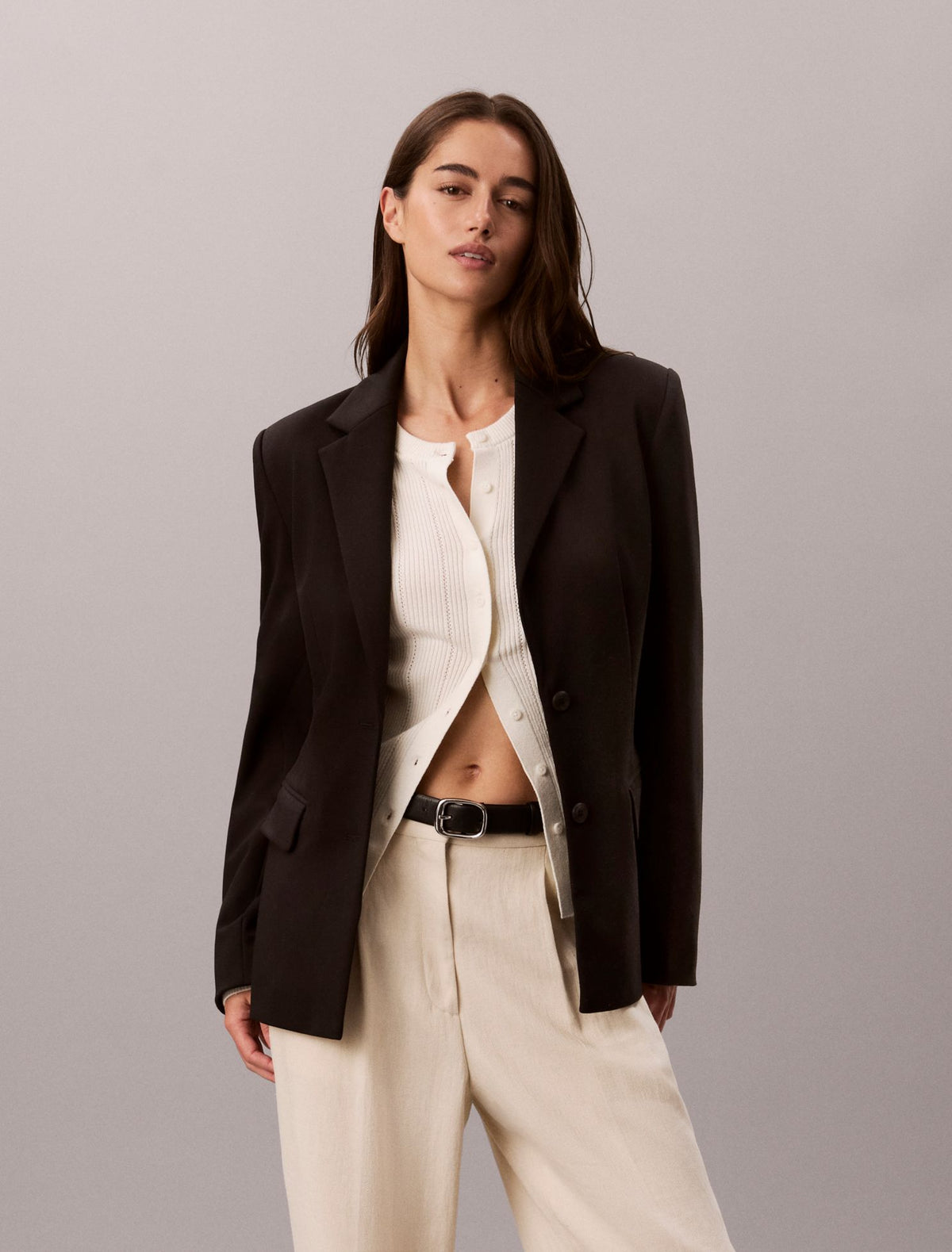 Calvin Klein Smooth Cotton Rib Cardigan Sweater