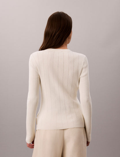 Calvin Klein Smooth Cotton Rib Cardigan Sweater