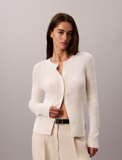 Calvin Klein Smooth Cotton Rib Cardigan Sweater