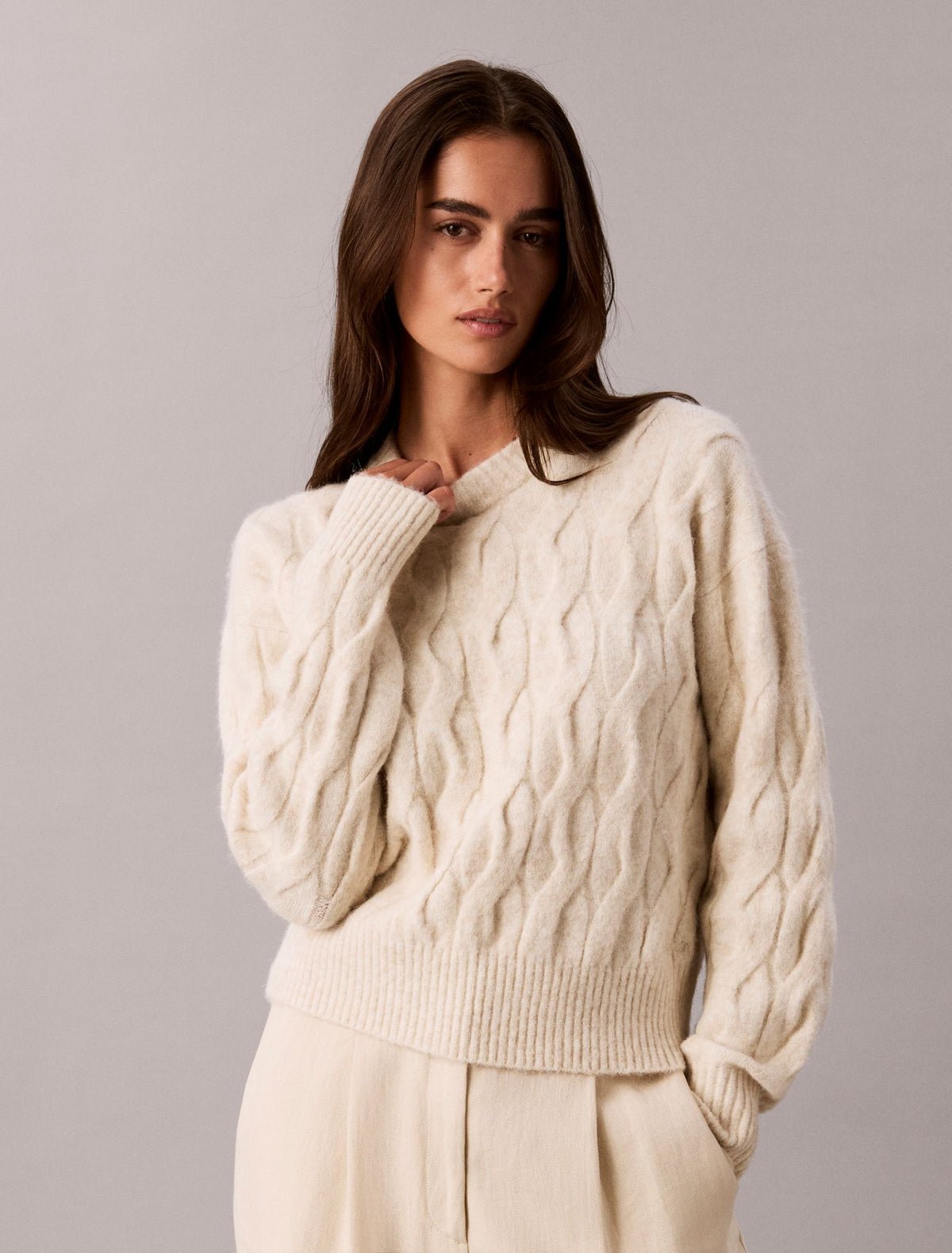Calvin Klein Wool Blend Cable Knit Sweater