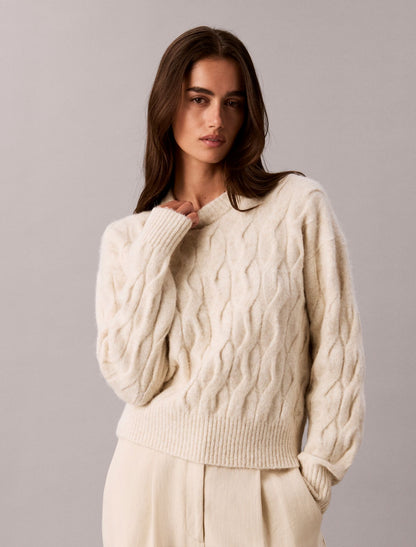 Calvin Klein Wool Blend Cable Knit Sweater