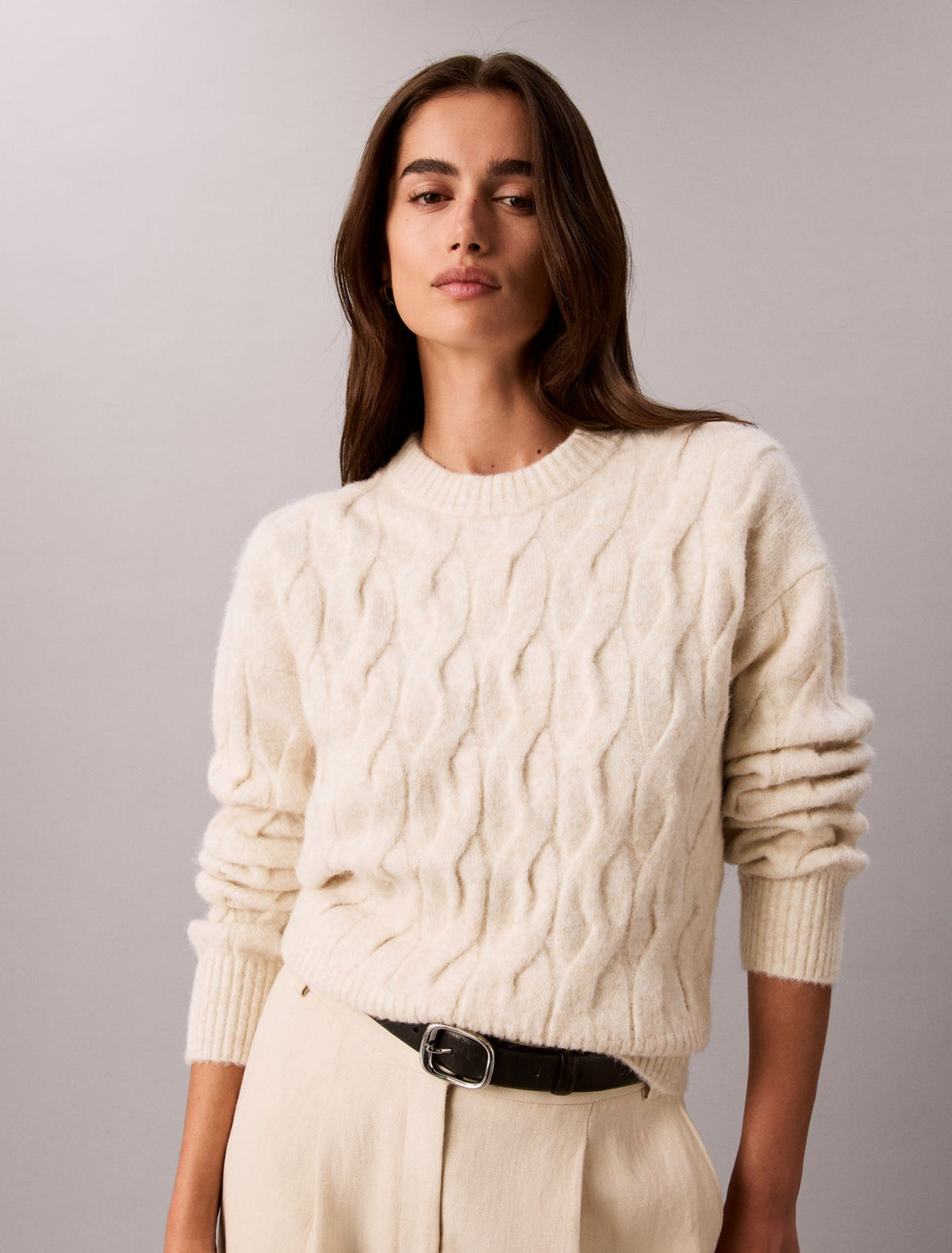 Calvin Klein Wool Blend Cable Knit Sweater