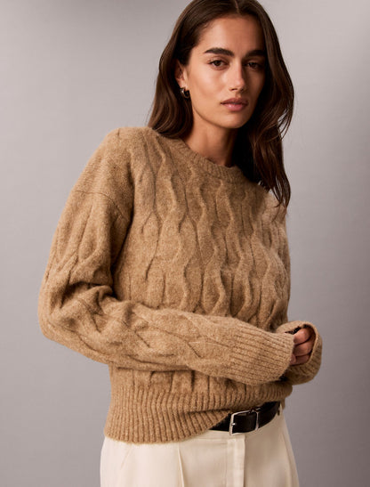 Calvin Klein Wool Blend Cable Knit Sweater