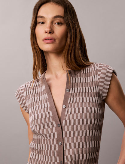 Calvin Klein Tech Knit Checkered Rib Cardigan