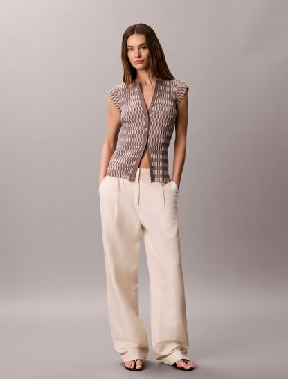 Calvin Klein Tech Knit Checkered Rib Cardigan