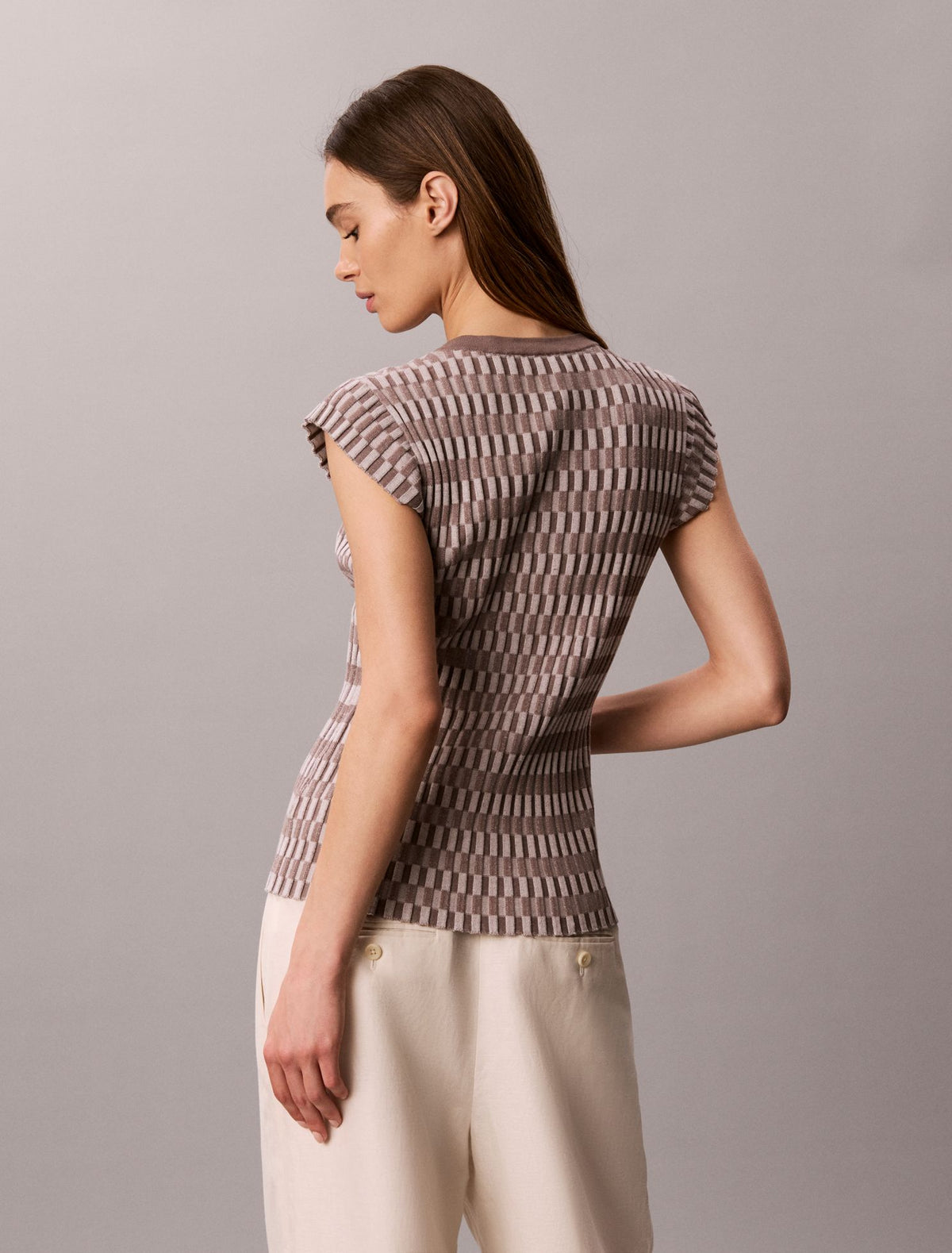 Calvin Klein Tech Knit Checkered Rib Cardigan