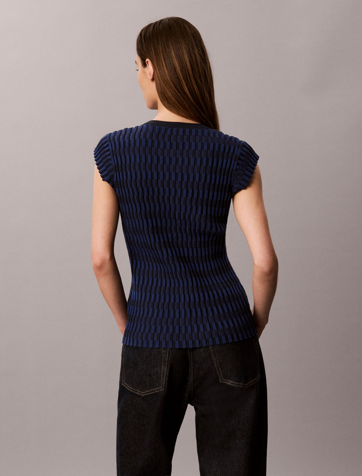 Calvin Klein Tech Knit Checkered Rib Cardigan