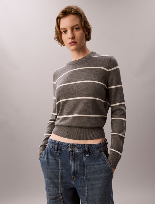 Calvin Klein Extra Fine Merino Blend Striped Sweater