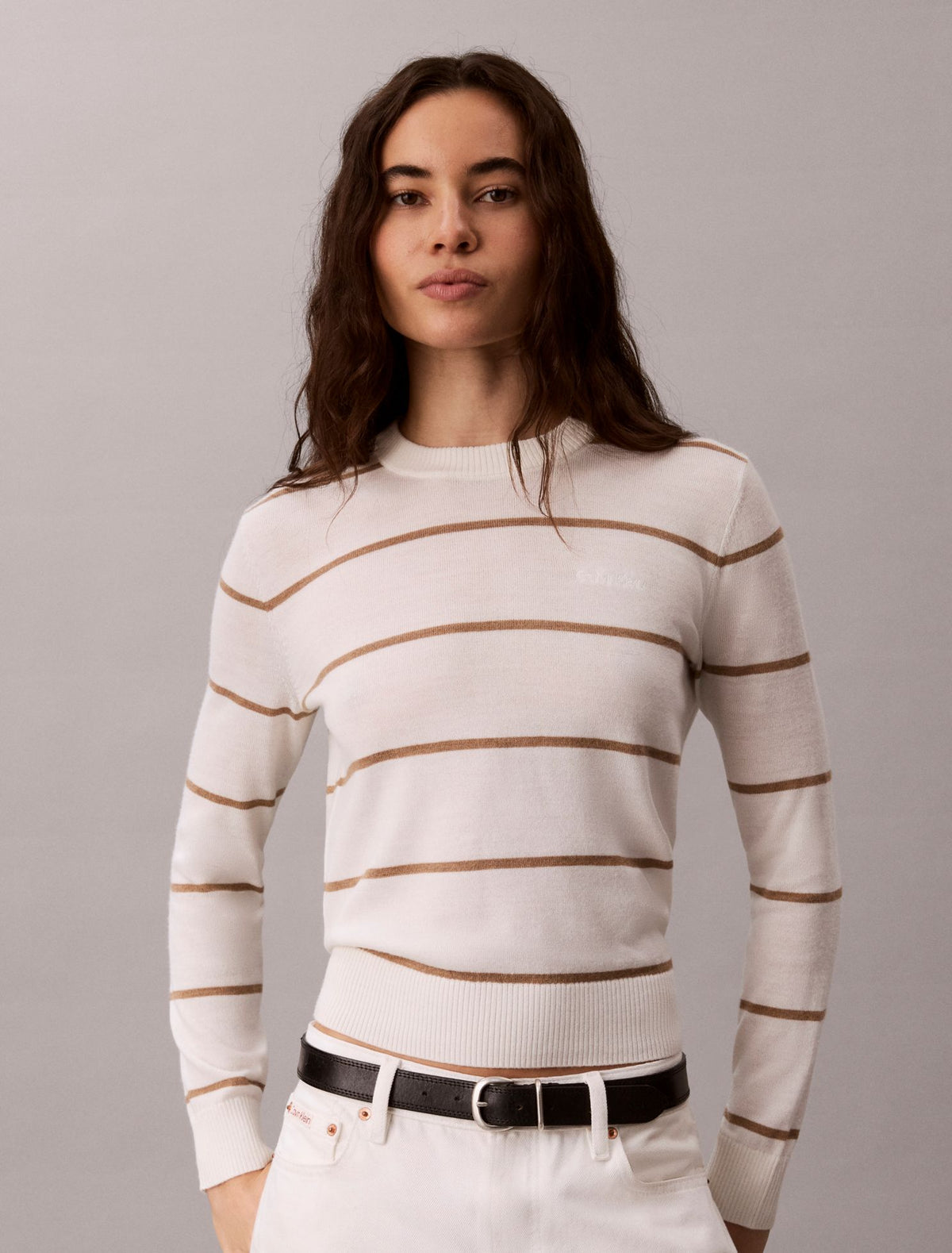Calvin Klein Extra Fine Merino Blend Striped Sweater