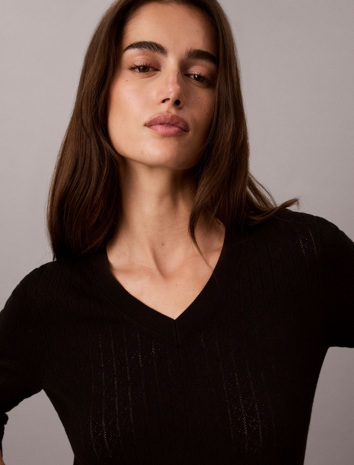Calvin Klein Pointelle Knit Long Sleeve Top