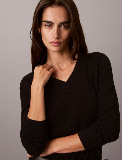 Calvin Klein Pointelle Knit Long Sleeve Top