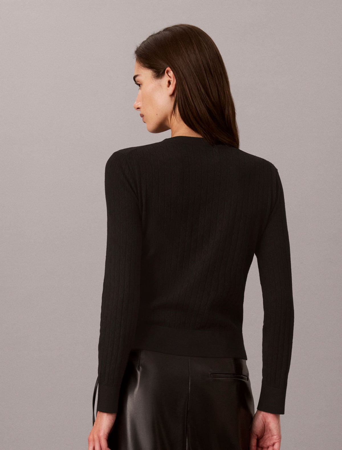 Calvin Klein Pointelle Knit Long Sleeve Top