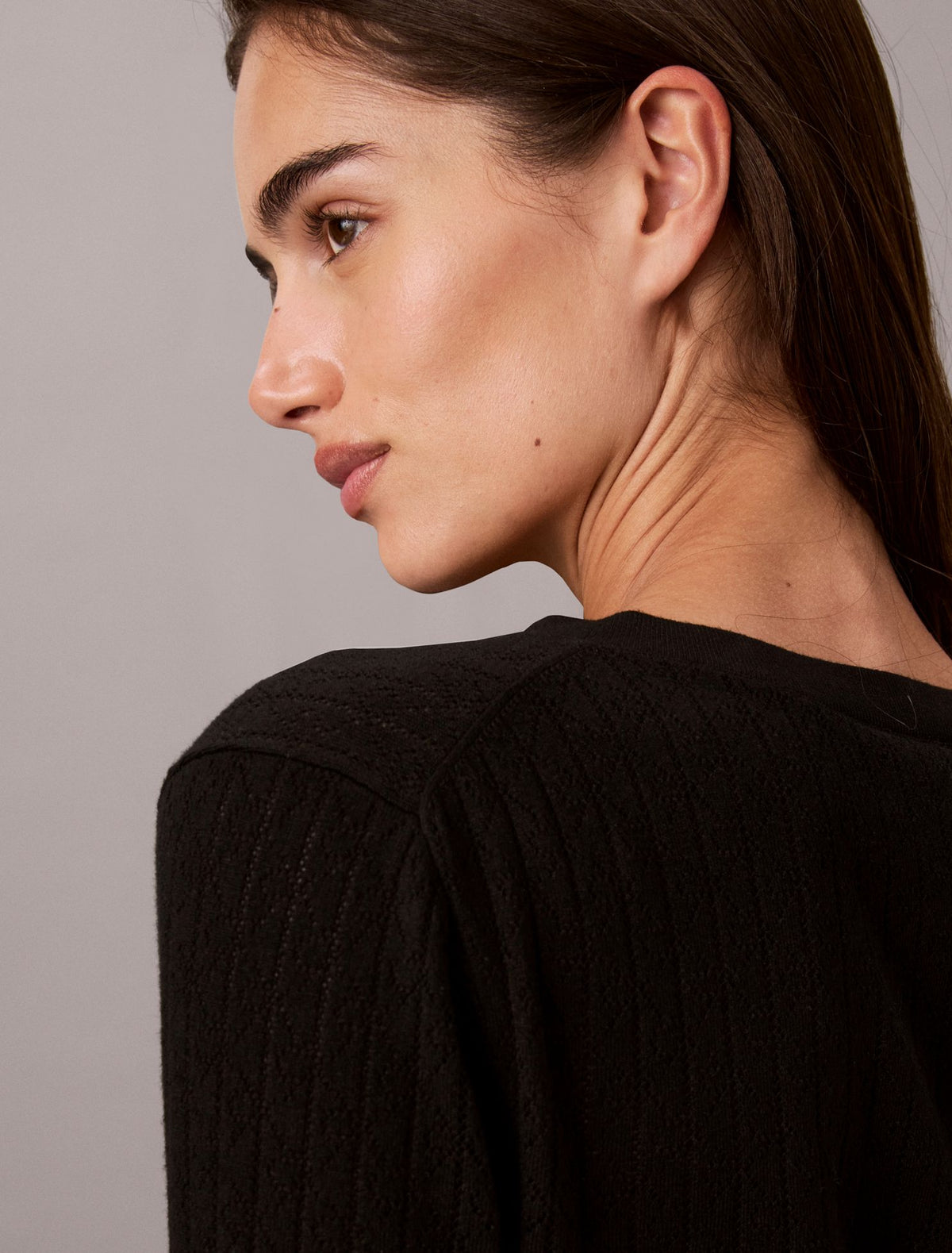 Calvin Klein Pointelle Knit Long Sleeve Top