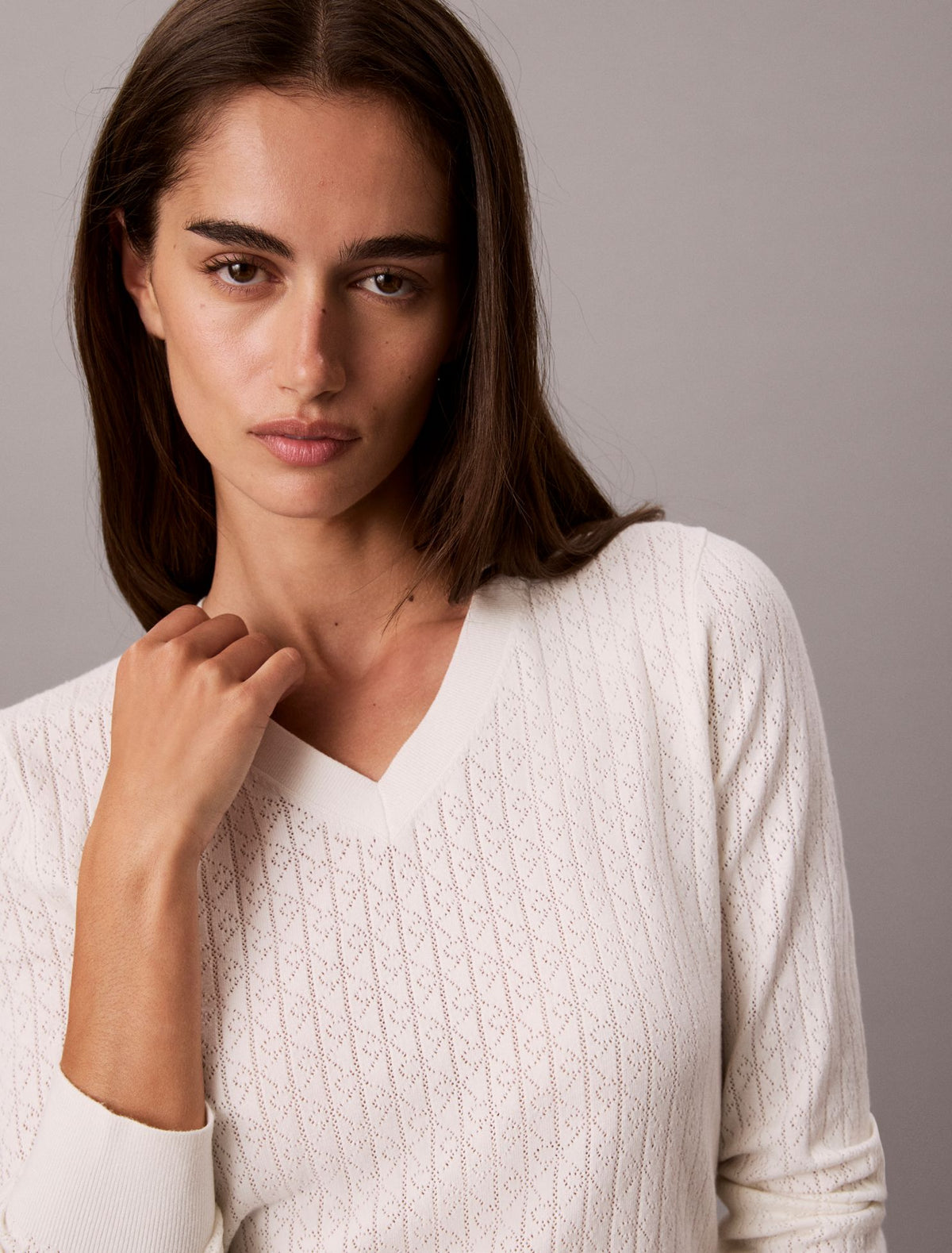 Calvin Klein Pointelle Knit Long Sleeve Top