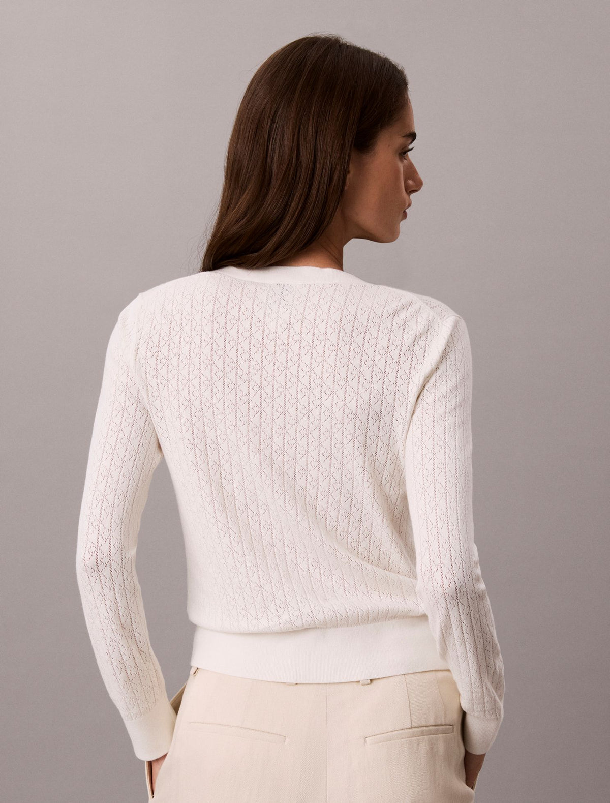 Calvin Klein Pointelle Knit Long Sleeve Top