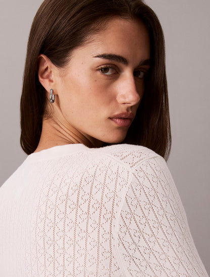 Calvin Klein Pointelle Knit Long Sleeve Top