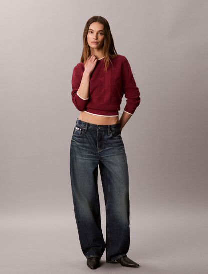 Calvin Klein Smooth Cotton Monogram Tipping Sweater