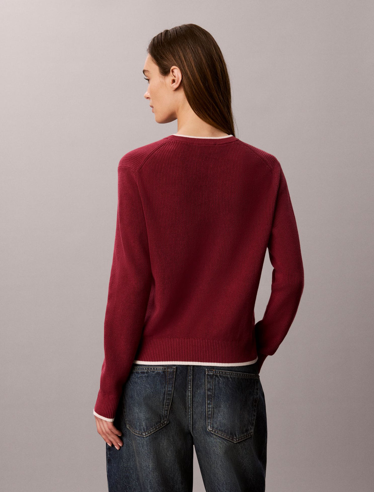 Calvin Klein Smooth Cotton Monogram Tipping Sweater