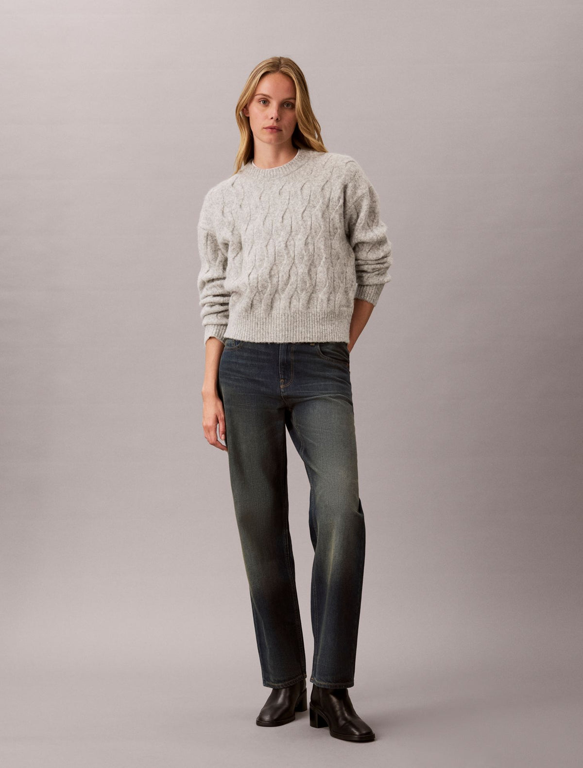 Calvin Klein Wool Blend Cable Knit Sweater