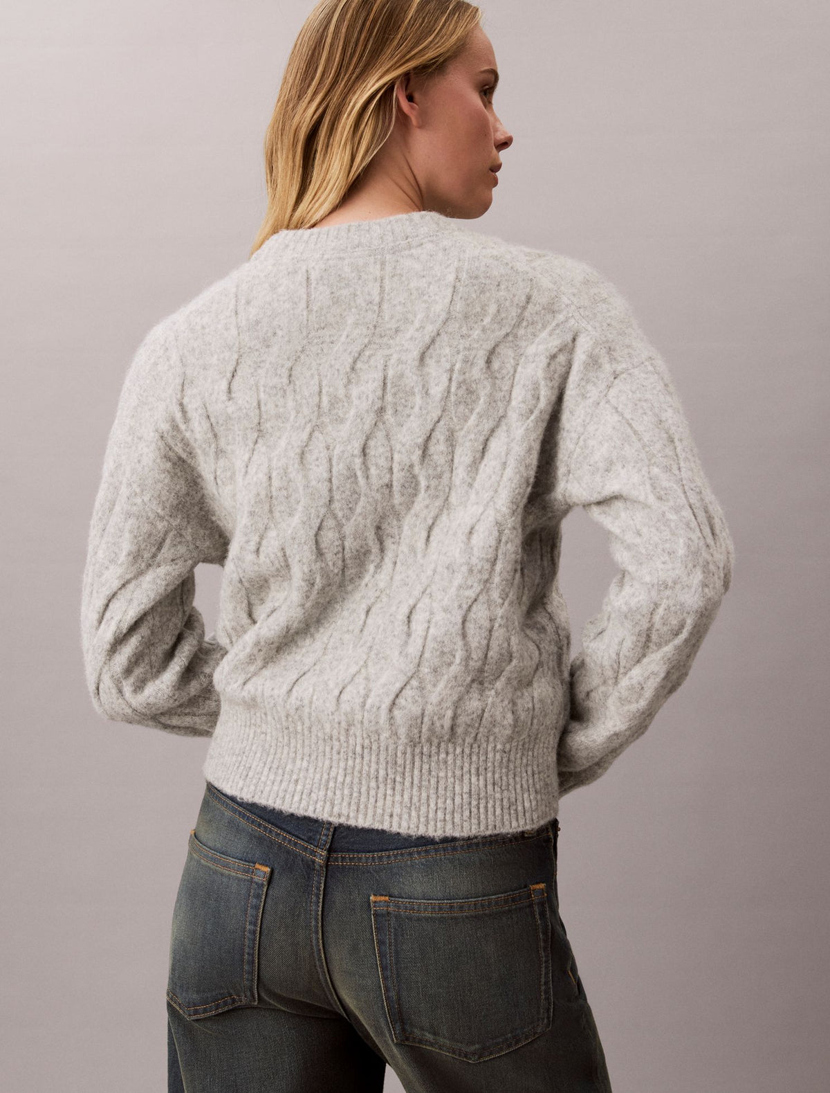 Calvin Klein Wool Blend Cable Knit Sweater