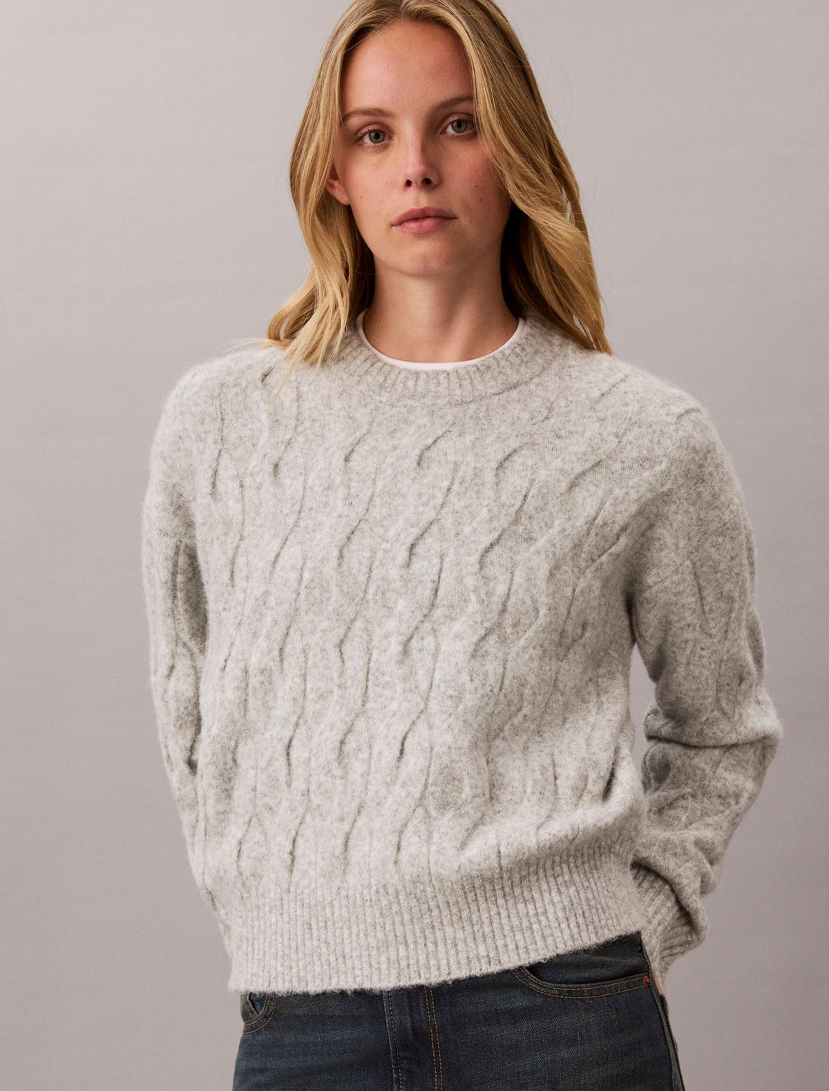 Calvin Klein Wool Blend Cable Knit Sweater