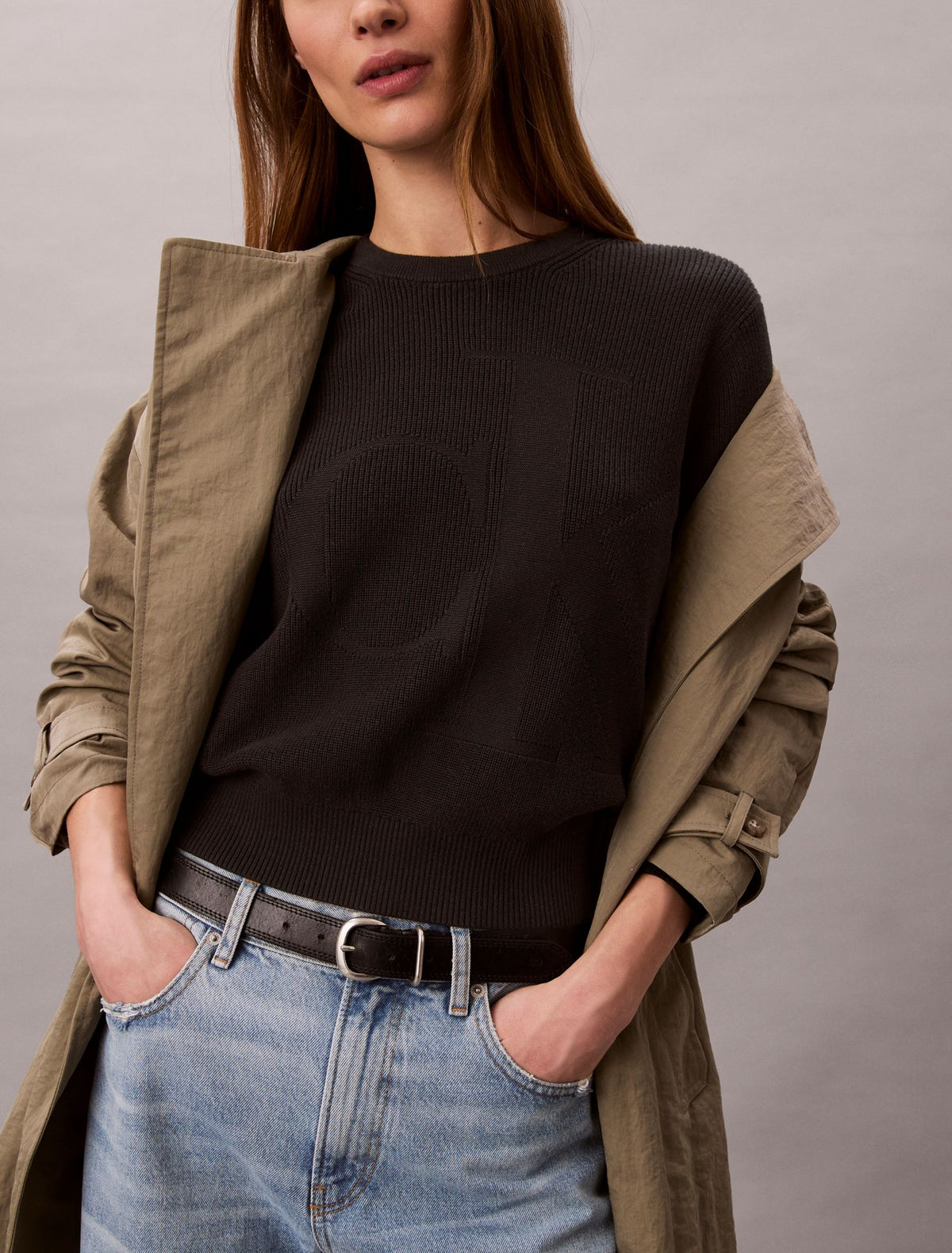 Calvin Klein Smooth Cotton Monogram Sweater